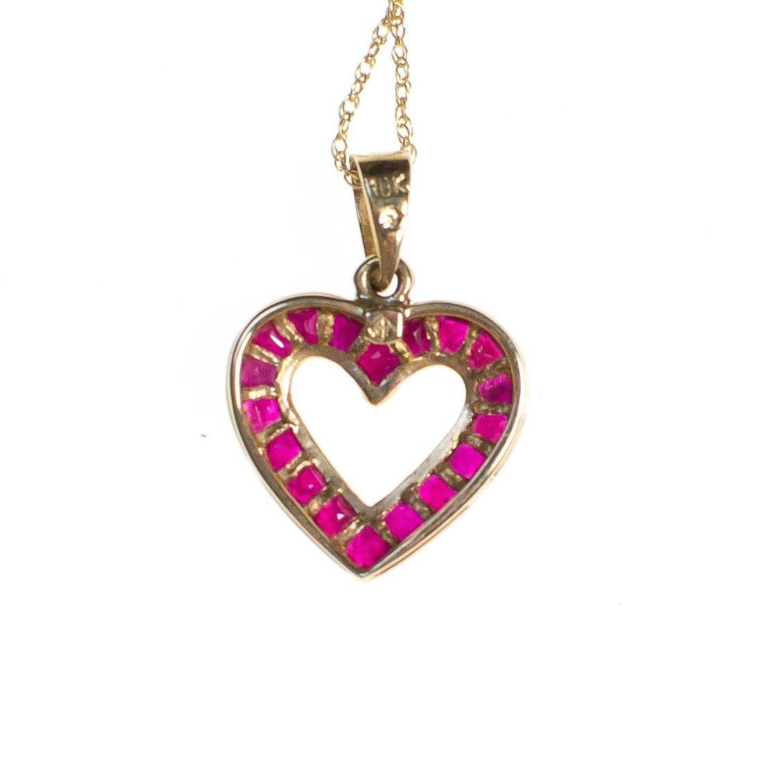 Vintage Channel Set Ruby Heart Pendant Necklace set 10kt Gold by Ruby - Vintage Meet Modern Vintage Jewelry - Chicago, Illinois - #oldhollywoodglamour #vintagemeetmodern #designervintage #jewelrybox #antiquejewelry #vintagejewelry