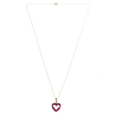 Vintage Channel Set Ruby Heart Pendant Necklace set 10kt Gold by Ruby - Vintage Meet Modern Vintage Jewelry - Chicago, Illinois - #oldhollywoodglamour #vintagemeetmodern #designervintage #jewelrybox #antiquejewelry #vintagejewelry