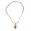 Vintage Art Nouveau Red Glass and Brass Tube Bead Necklace with Gingko Leaf Design by Art Nouveau - Vintage Meet Modern Vintage Jewelry - Chicago, Illinois - #oldhollywoodglamour #vintagemeetmodern #designervintage #jewelrybox #antiquejewelry #vintagejewelry