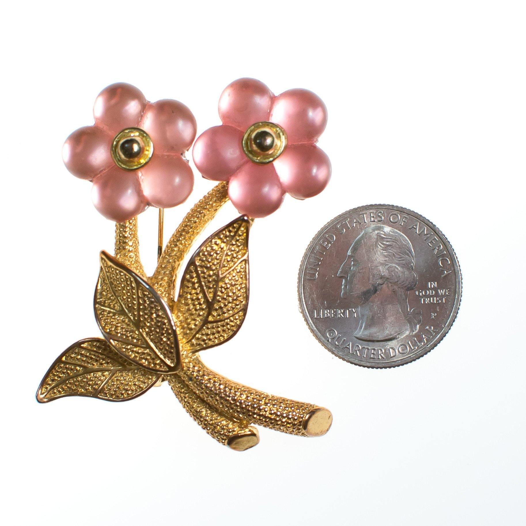Vintage 1960s Blush Pink Lucite Flower Brooch by 1960s - Vintage Meet Modern Vintage Jewelry - Chicago, Illinois - #oldhollywoodglamour #vintagemeetmodern #designervintage #jewelrybox #antiquejewelry #vintagejewelry