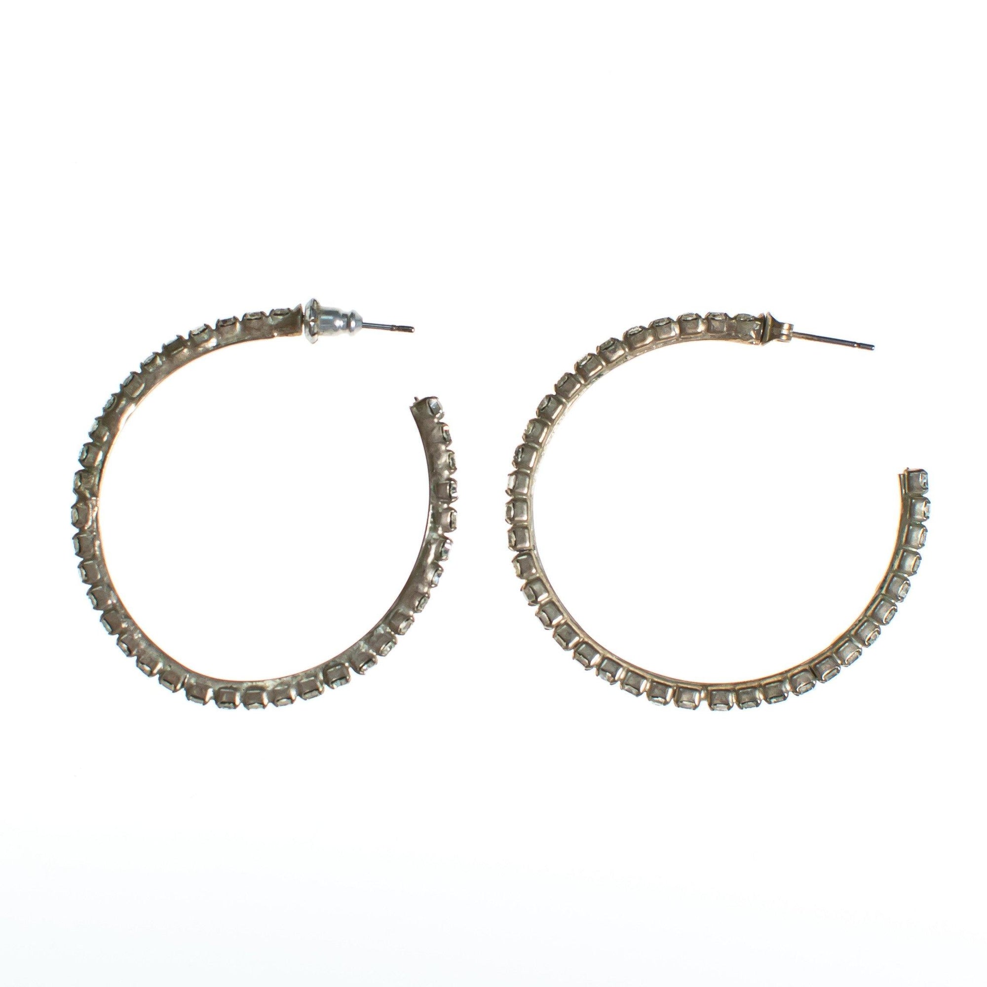 Vintage Rhinestone Hoop Earrings Pierced by 1980s - Vintage Meet Modern Vintage Jewelry - Chicago, Illinois - #oldhollywoodglamour #vintagemeetmodern #designervintage #jewelrybox #antiquejewelry #vintagejewelry