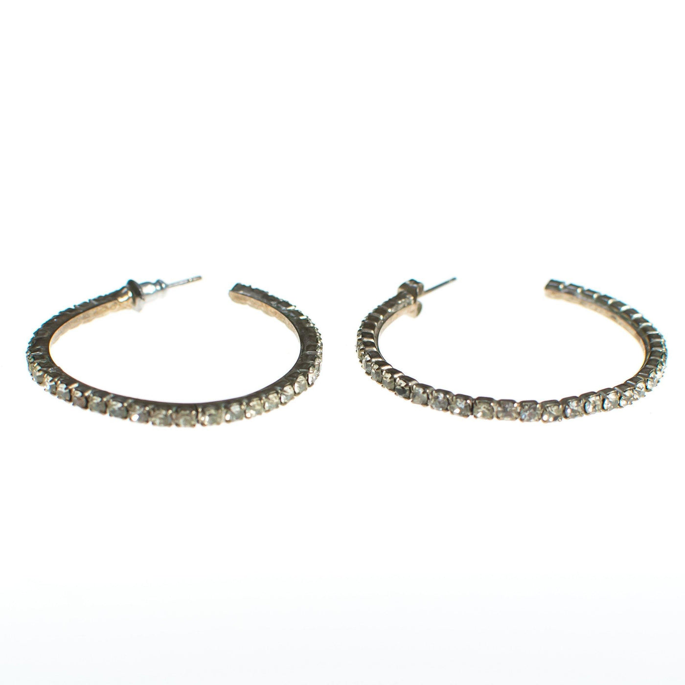 Vintage Rhinestone Hoop Earrings Pierced