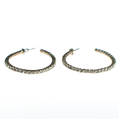 Vintage Rhinestone Hoop Earrings Pierced by 1980s - Vintage Meet Modern Vintage Jewelry - Chicago, Illinois - #oldhollywoodglamour #vintagemeetmodern #designervintage #jewelrybox #antiquejewelry #vintagejewelry