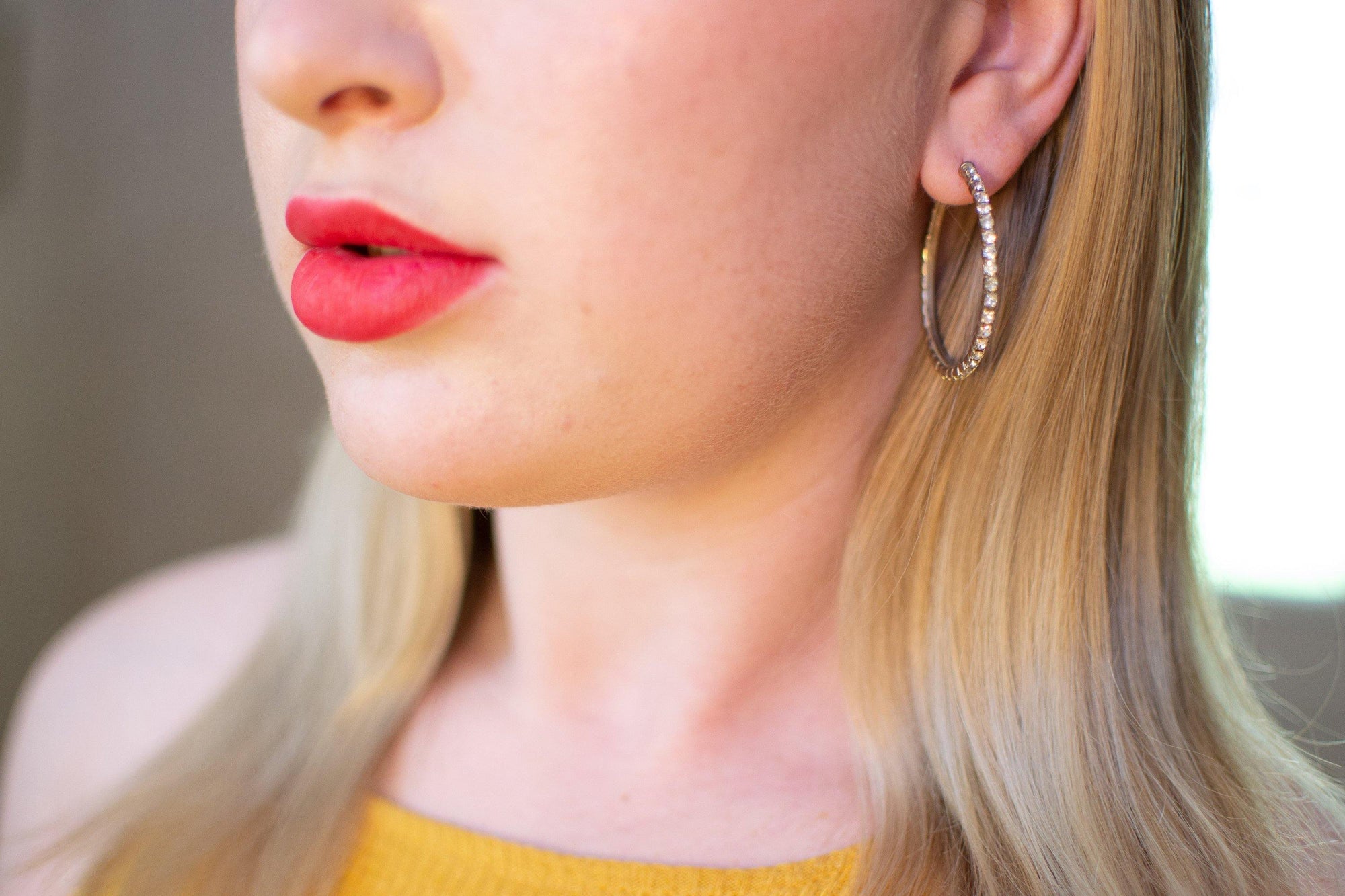 Vintage Rhinestone Hoop Earrings Pierced by 1980s - Vintage Meet Modern Vintage Jewelry - Chicago, Illinois - #oldhollywoodglamour #vintagemeetmodern #designervintage #jewelrybox #antiquejewelry #vintagejewelry