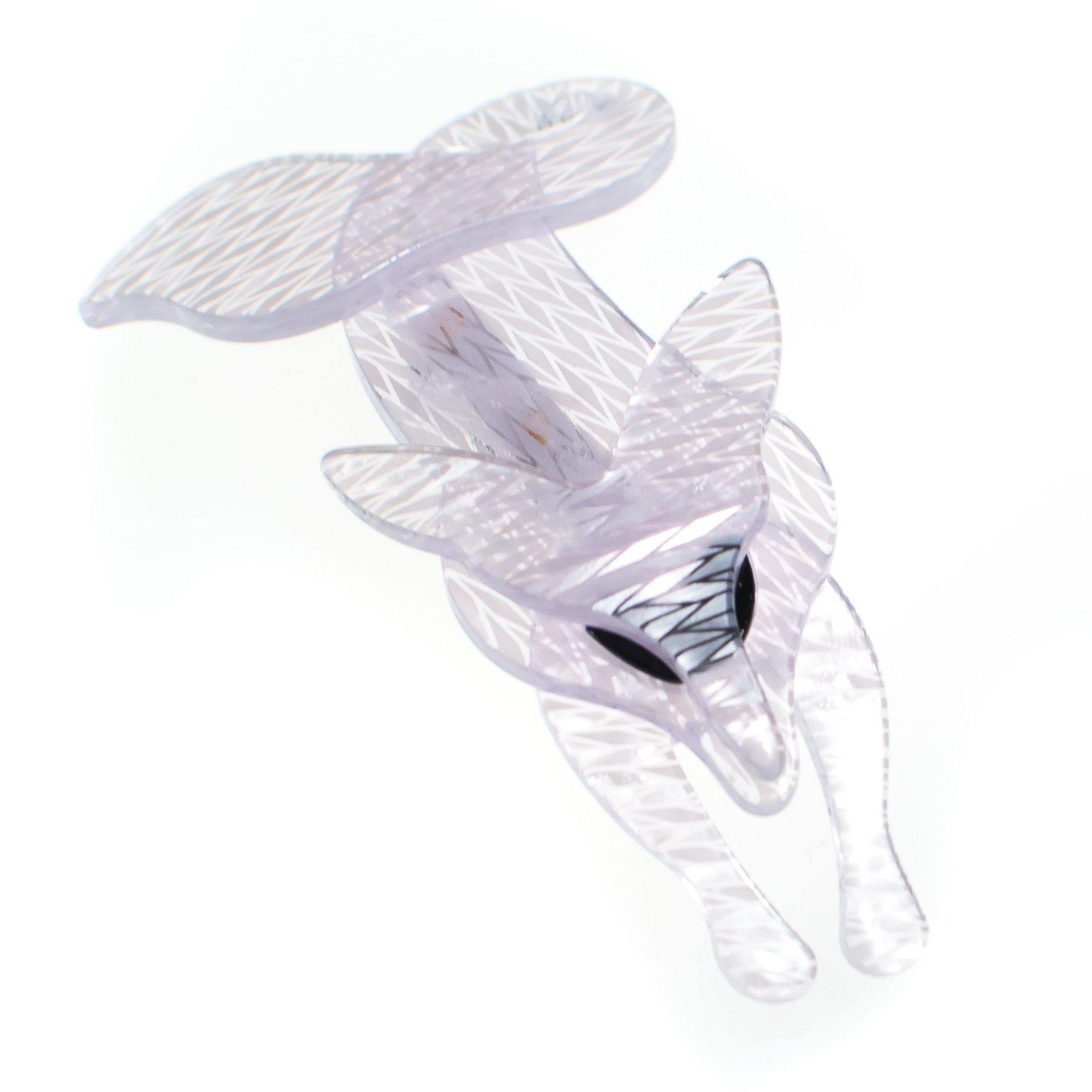 Vintage 1980s White Acrylic Lucite Fox Brooch by 1980s - Vintage Meet Modern Vintage Jewelry - Chicago, Illinois - #oldhollywoodglamour #vintagemeetmodern #designervintage #jewelrybox #antiquejewelry #vintagejewelry