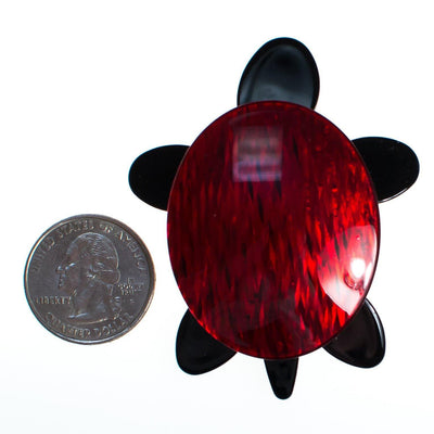 Vintage 1980s Acrylic Lucite Red and Black Turtle Brooch by 1980s - Vintage Meet Modern Vintage Jewelry - Chicago, Illinois - #oldhollywoodglamour #vintagemeetmodern #designervintage #jewelrybox #antiquejewelry #vintagejewelry