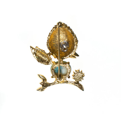 Vintage Mid Century Modern Bird on a Branch Brooch with Art Glass Turquoise and Rhinestones by 1960s - Vintage Meet Modern Vintage Jewelry - Chicago, Illinois - #oldhollywoodglamour #vintagemeetmodern #designervintage #jewelrybox #antiquejewelry #vintagejewelry