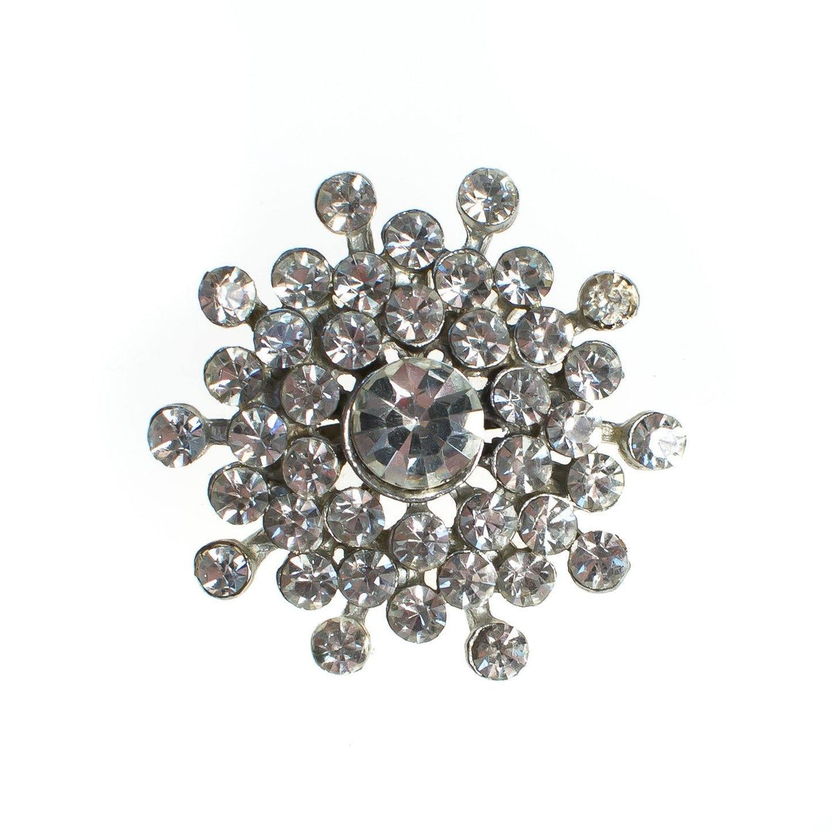 Vintage Art Deco Style Diamante Crystal Brooch, Silver Tone