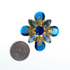 Vintage Blue Rhinestone Brooch, Gold Tone Brooch by 1960s - Vintage Meet Modern Vintage Jewelry - Chicago, Illinois - #oldhollywoodglamour #vintagemeetmodern #designervintage #jewelrybox #antiquejewelry #vintagejewelry
