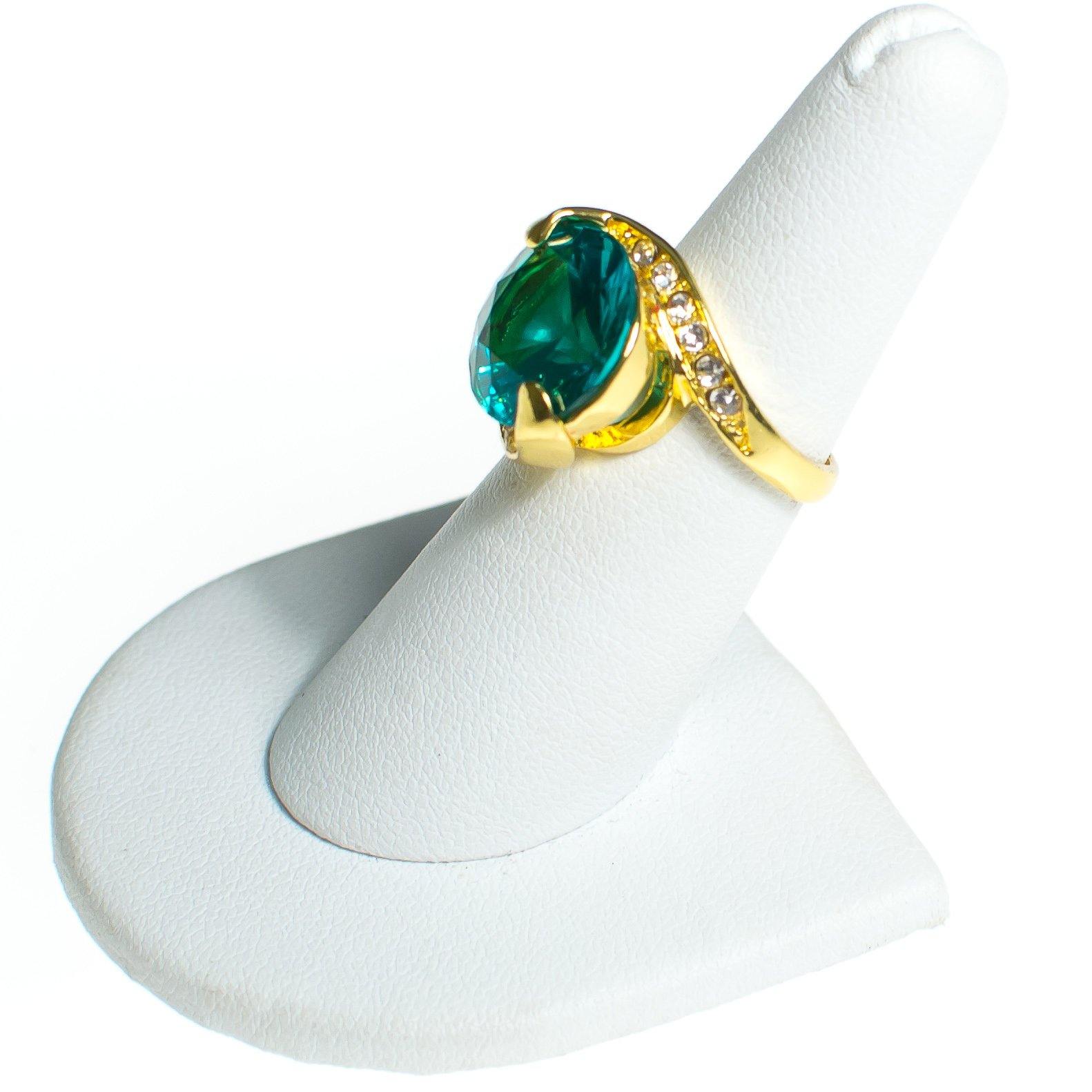 Vintage Aqua and Diamante Crystal Statement Ring Size 6 by 1980s - Vintage Meet Modern Vintage Jewelry - Chicago, Illinois - #oldhollywoodglamour #vintagemeetmodern #designervintage #jewelrybox #antiquejewelry #vintagejewelry