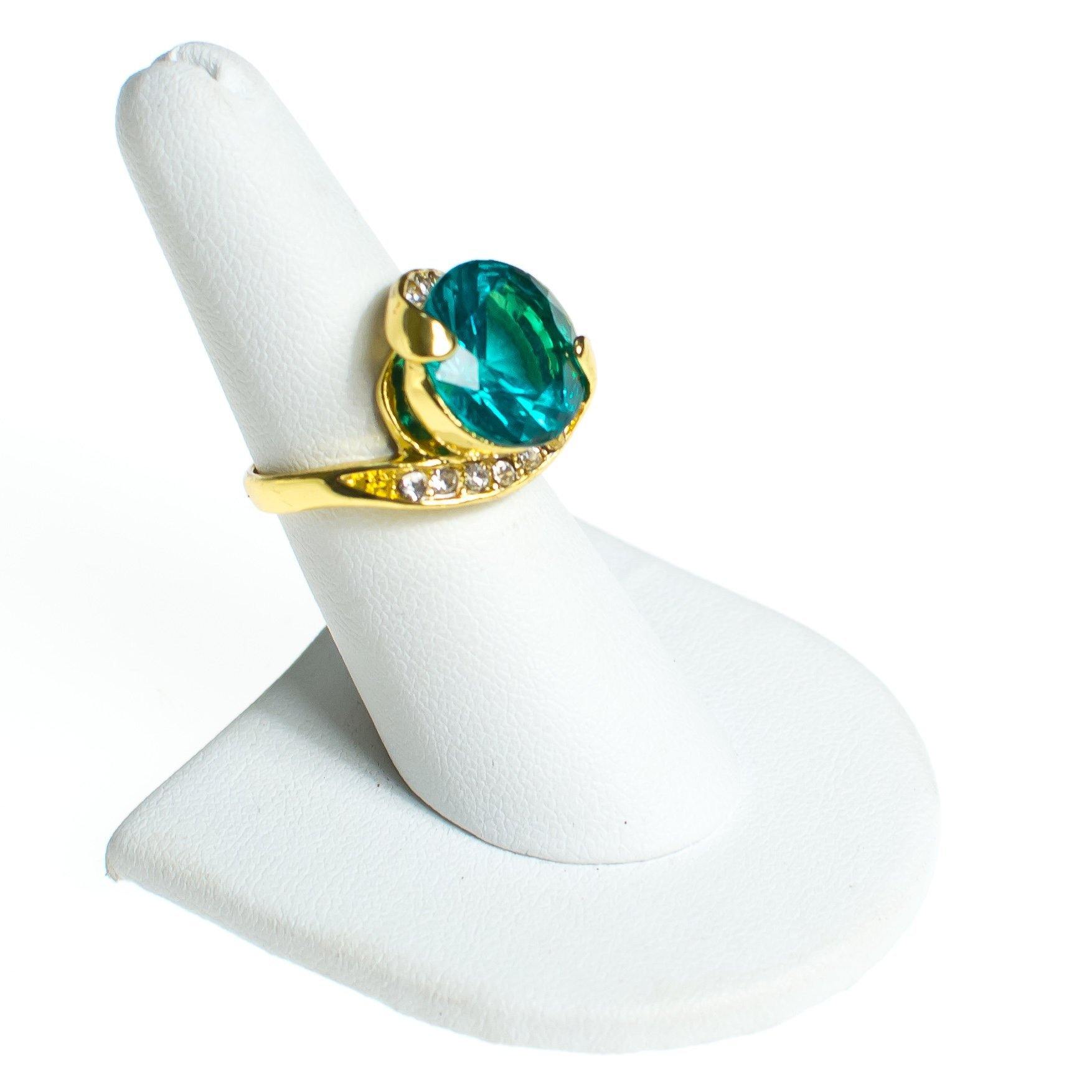 Vintage Aqua and Diamante Crystal Statement Ring Size 6 by 1980s - Vintage Meet Modern Vintage Jewelry - Chicago, Illinois - #oldhollywoodglamour #vintagemeetmodern #designervintage #jewelrybox #antiquejewelry #vintagejewelry