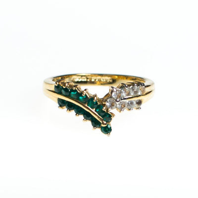 Vintage 1980s Emerald Crystal and CZ 18kt Gold Plated Statement Ring by 1980s - Vintage Meet Modern Vintage Jewelry - Chicago, Illinois - #oldhollywoodglamour #vintagemeetmodern #designervintage #jewelrybox #antiquejewelry #vintagejewelry