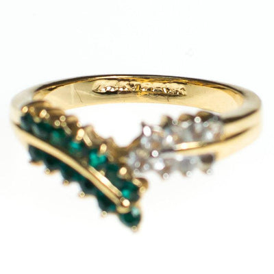 Vintage 1980s Emerald Crystal and CZ 18kt Gold Plated Statement Ring by 1980s - Vintage Meet Modern Vintage Jewelry - Chicago, Illinois - #oldhollywoodglamour #vintagemeetmodern #designervintage #jewelrybox #antiquejewelry #vintagejewelry