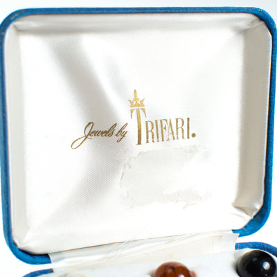 Vintage Crown Trifari Interchangeable Statement Ring, Gold, Silver, Green, Red, Black and Faux Pearl Gems, Ring Size Adjustable by Crown Trifari - Vintage Meet Modern Vintage Jewelry - Chicago, Illinois - #oldhollywoodglamour #vintagemeetmodern #designervintage #jewelrybox #antiquejewelry #vintagejewelry