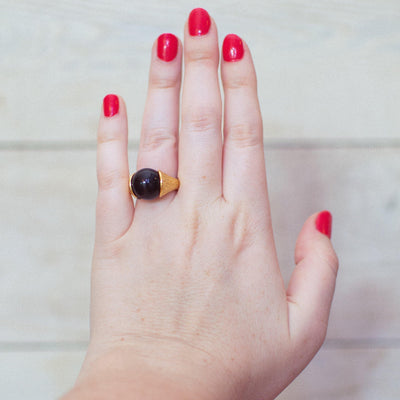 Vintage Crown Trifari Interchangeable Statement Ring, Gold, Silver, Green, Red, Black and Faux Pearl Gems, Ring Size Adjustable by Crown Trifari - Vintage Meet Modern Vintage Jewelry - Chicago, Illinois - #oldhollywoodglamour #vintagemeetmodern #designervintage #jewelrybox #antiquejewelry #vintagejewelry