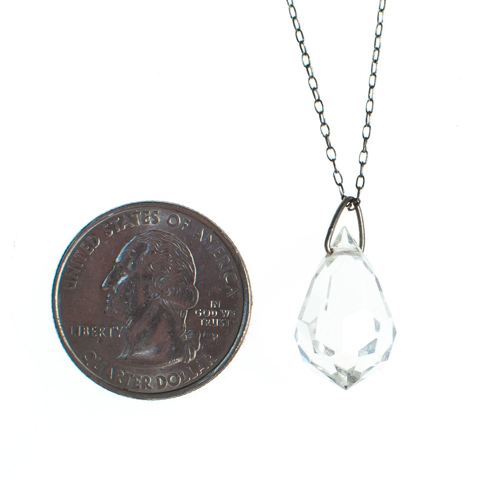 Vintage Art Deco Faceted Crystal Pendant Necklace by Art Deco - Vintage Meet Modern Vintage Jewelry - Chicago, Illinois - #oldhollywoodglamour #vintagemeetmodern #designervintage #jewelrybox #antiquejewelry #vintagejewelry