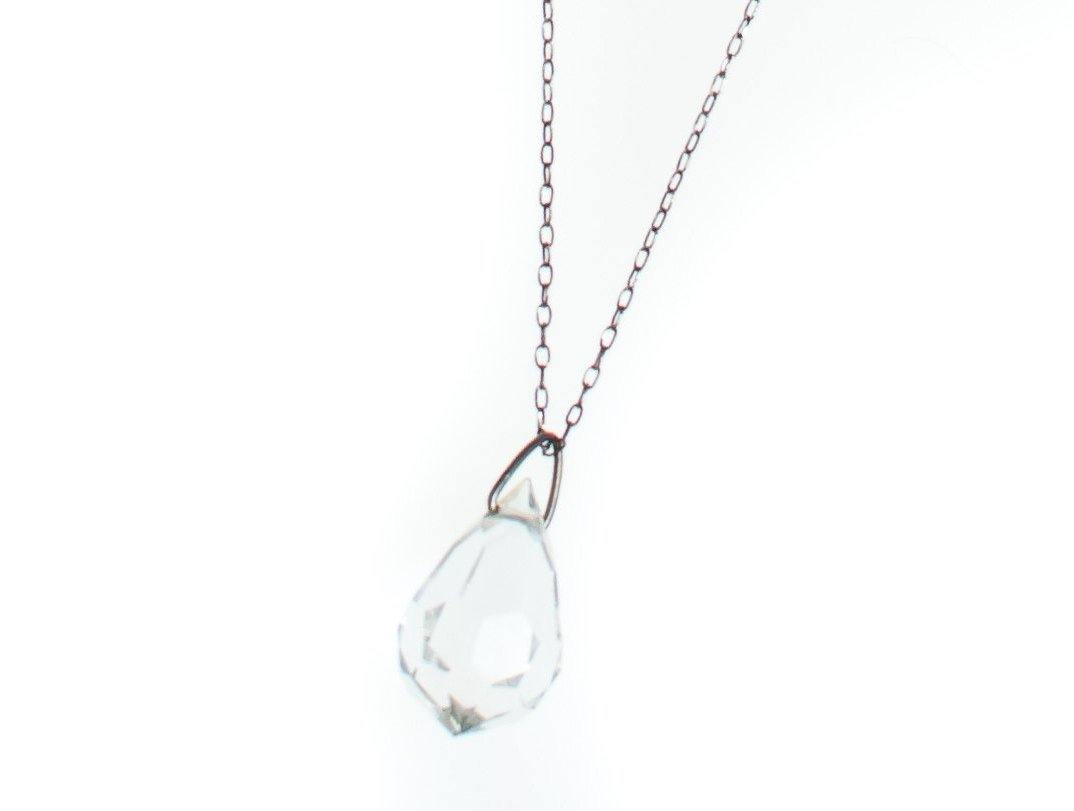 Vintage Art Deco Faceted Crystal Pendant Necklace