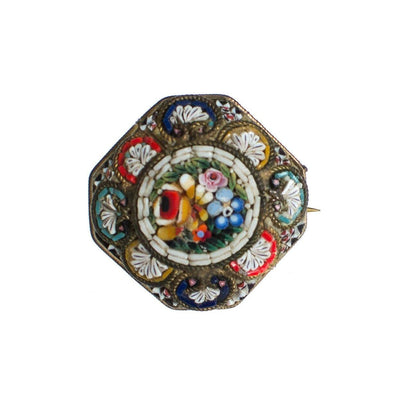 Vintage Mosaic Flower Brooch, Rainbow Flowers, Brooches and Pins, Made in Italy by Made in Italy - Vintage Meet Modern Vintage Jewelry - Chicago, Illinois - #oldhollywoodglamour #vintagemeetmodern #designervintage #jewelrybox #antiquejewelry #vintagejewelry