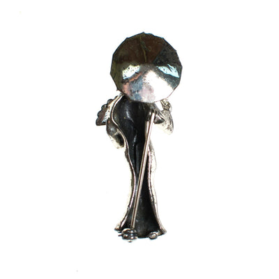 Vintage Sterling Silver Geisha with Parasol  Umbrella Brooch, Asian Woman, Fan and Umbrella, Brooches and Pins by Sterling Silver - Vintage Meet Modern Vintage Jewelry - Chicago, Illinois - #oldhollywoodglamour #vintagemeetmodern #designervintage #jewelrybox #antiquejewelry #vintagejewelry