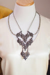 Vintage Victorian Gothic Revival Silver Statement Necklace by 1970s - Vintage Meet Modern Vintage Jewelry - Chicago, Illinois - #oldhollywoodglamour #vintagemeetmodern #designervintage #jewelrybox #antiquejewelry #vintagejewelry
