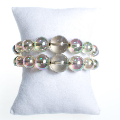 Vintage Auora Borealis Bubble Bead Double Strand Lucite Expanison Bracelet by Aurora Borealis - Vintage Meet Modern Vintage Jewelry - Chicago, Illinois - #oldhollywoodglamour #vintagemeetmodern #designervintage #jewelrybox #antiquejewelry #vintagejewelry