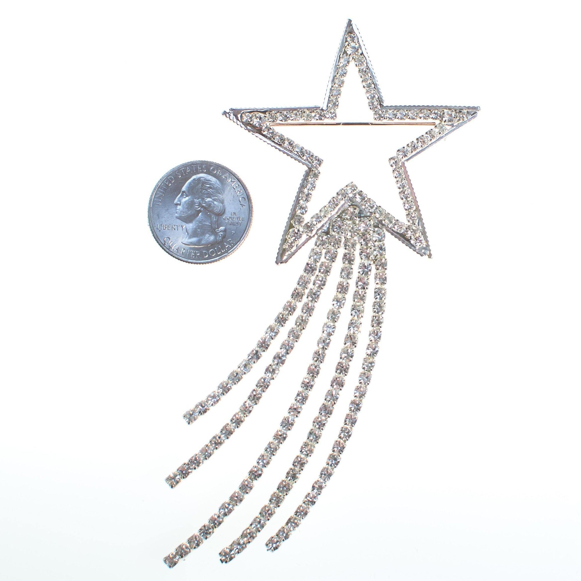 Vintage 1980s Rhinestone Shooting Star Brooch by 1980s - Vintage Meet Modern Vintage Jewelry - Chicago, Illinois - #oldhollywoodglamour #vintagemeetmodern #designervintage #jewelrybox #antiquejewelry #vintagejewelry