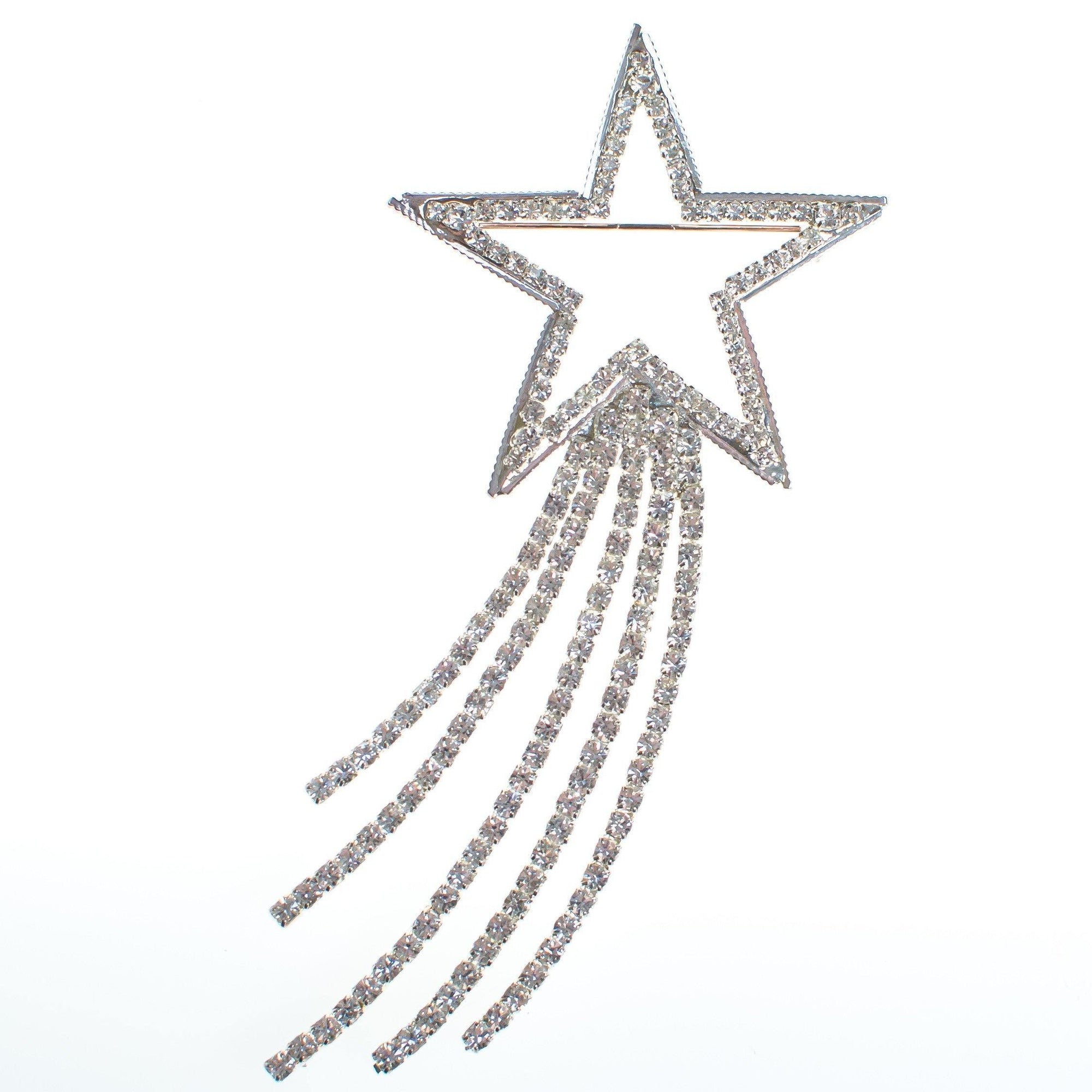 Vintage 1980s Rhinestone Shooting Star Brooch by 1980s - Vintage Meet Modern Vintage Jewelry - Chicago, Illinois - #oldhollywoodglamour #vintagemeetmodern #designervintage #jewelrybox #antiquejewelry #vintagejewelry