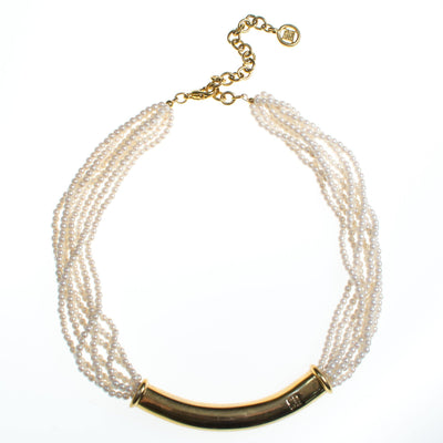 Vintage Givenchy Couture Pearl and Gold Logo Necklace by Givenchy - Vintage Meet Modern Vintage Jewelry - Chicago, Illinois - #oldhollywoodglamour #vintagemeetmodern #designervintage #jewelrybox #antiquejewelry #vintagejewelry