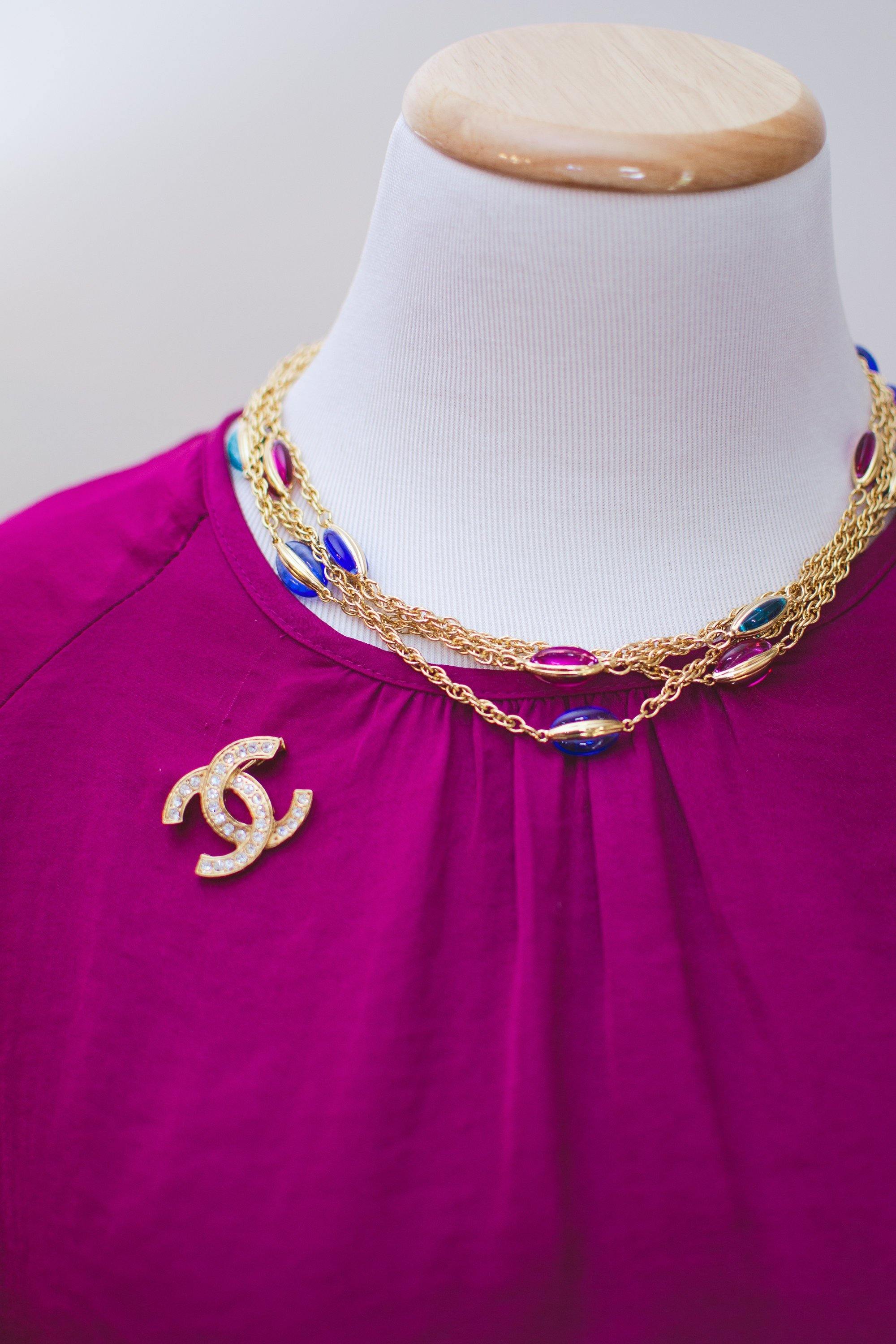 Vintage Swarovski Altier Caged Crystal Bead Multi Strand Necklace Gold With Jewel Tones by Swarovski - Vintage Meet Modern Vintage Jewelry - Chicago, Illinois - #oldhollywoodglamour #vintagemeetmodern #designervintage #jewelrybox #antiquejewelry #vintagejewelry