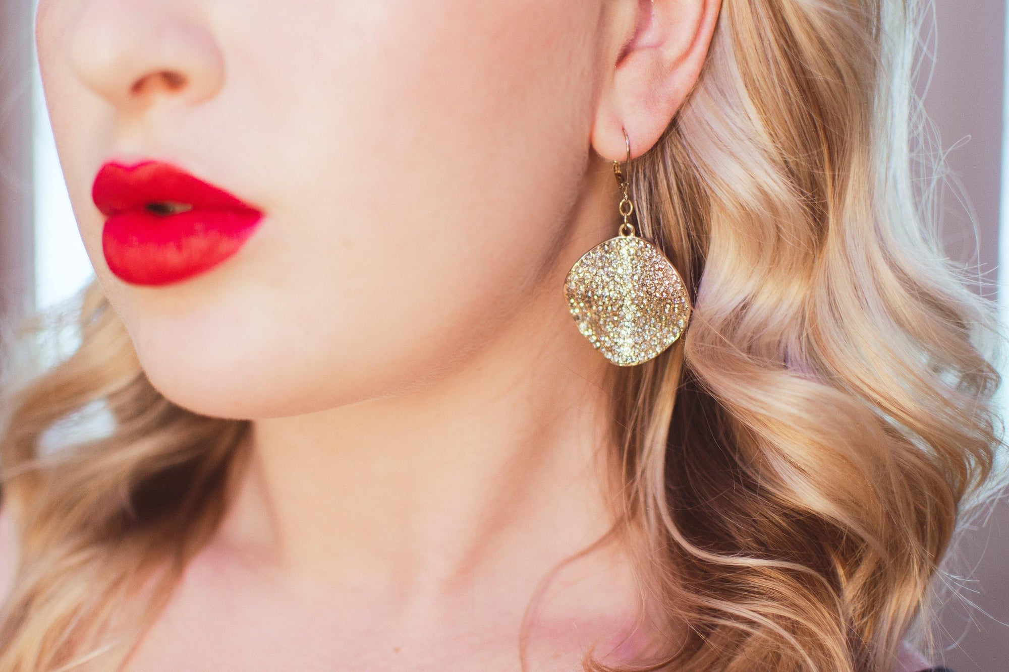 Vintage Crimped Medallion Rhinestone Disc Dangling Statement Earrings by 1990s - Vintage Meet Modern Vintage Jewelry - Chicago, Illinois - #oldhollywoodglamour #vintagemeetmodern #designervintage #jewelrybox #antiquejewelry #vintagejewelry