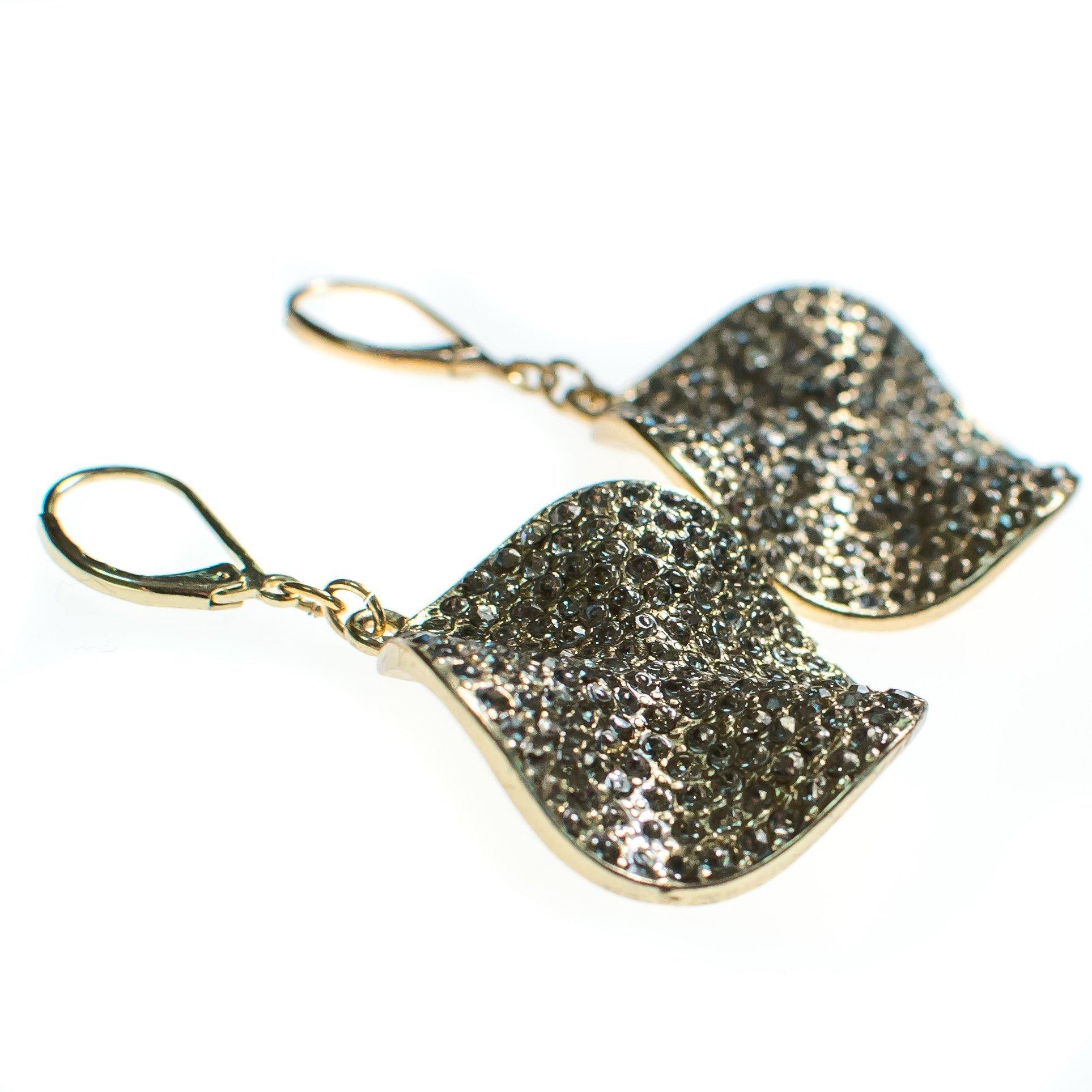 Vintage Crimped Medallion Rhinestone Disc Dangling Statement Earrings by 1990s - Vintage Meet Modern Vintage Jewelry - Chicago, Illinois - #oldhollywoodglamour #vintagemeetmodern #designervintage #jewelrybox #antiquejewelry #vintagejewelry