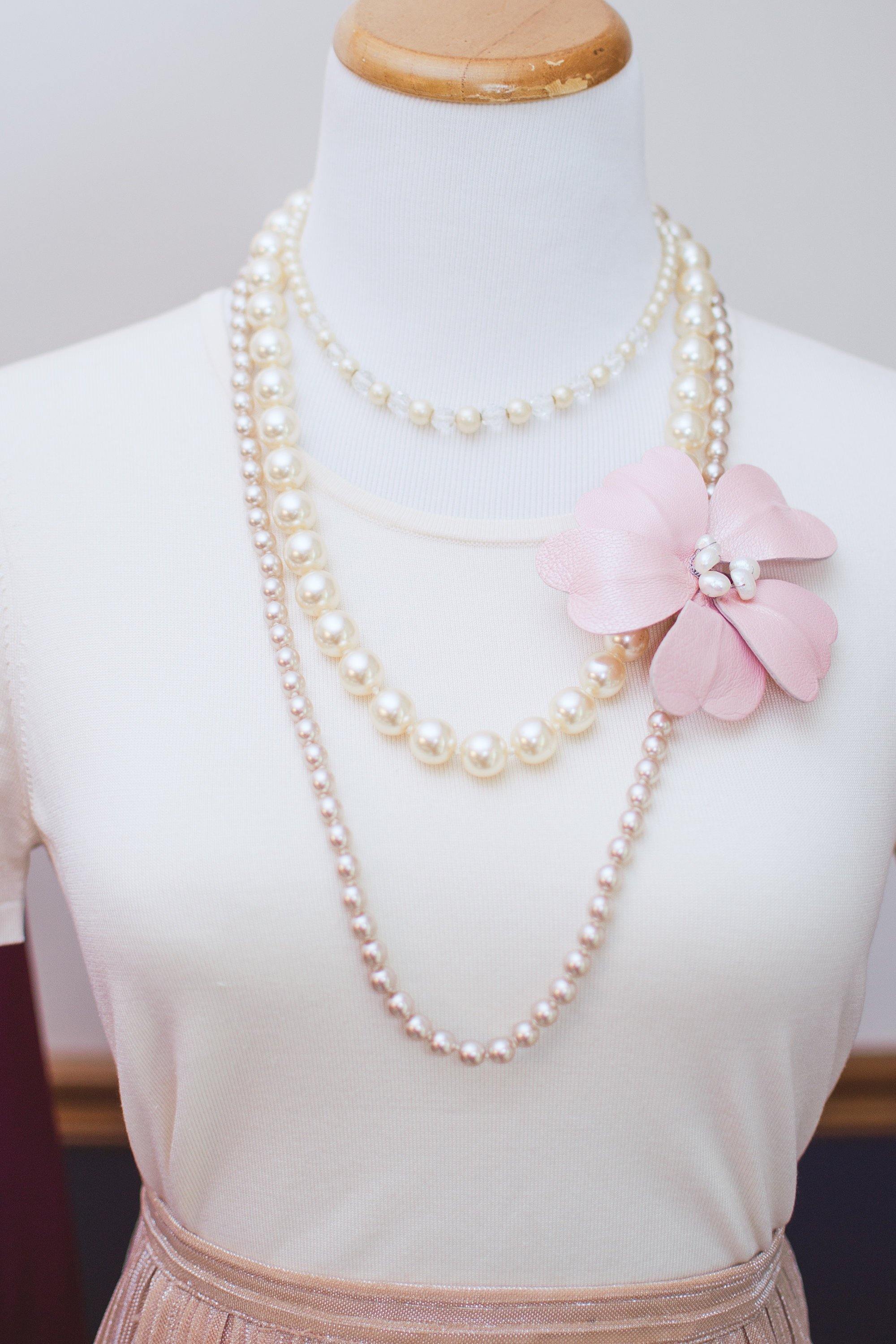 Vintage Champagne Silver Tone Long Hand Knotted Pearl Necklace with Silver Filigree Clasp by 1950s - Vintage Meet Modern Vintage Jewelry - Chicago, Illinois - #oldhollywoodglamour #vintagemeetmodern #designervintage #jewelrybox #antiquejewelry #vintagejewelry