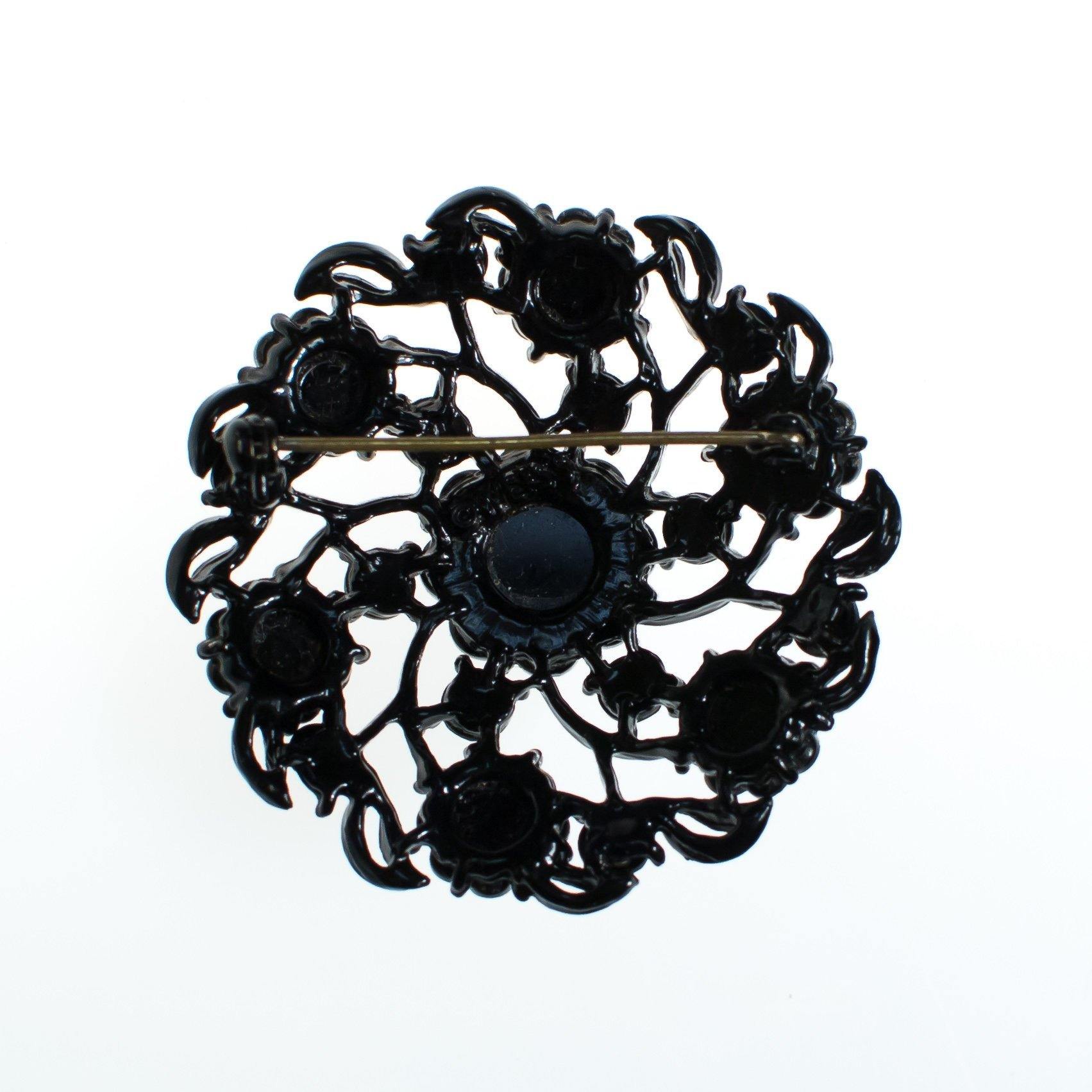 Vintage 1950s Weiss Jet Crystal Round Medallion Brooch by 1950s - Vintage Meet Modern Vintage Jewelry - Chicago, Illinois - #oldhollywoodglamour #vintagemeetmodern #designervintage #jewelrybox #antiquejewelry #vintagejewelry