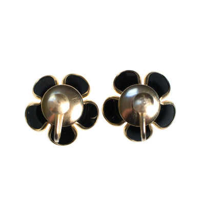 Vintage Jet and Crystal Flower Earrings, Screw Back by 1960s - Vintage Meet Modern Vintage Jewelry - Chicago, Illinois - #oldhollywoodglamour #vintagemeetmodern #designervintage #jewelrybox #antiquejewelry #vintagejewelry