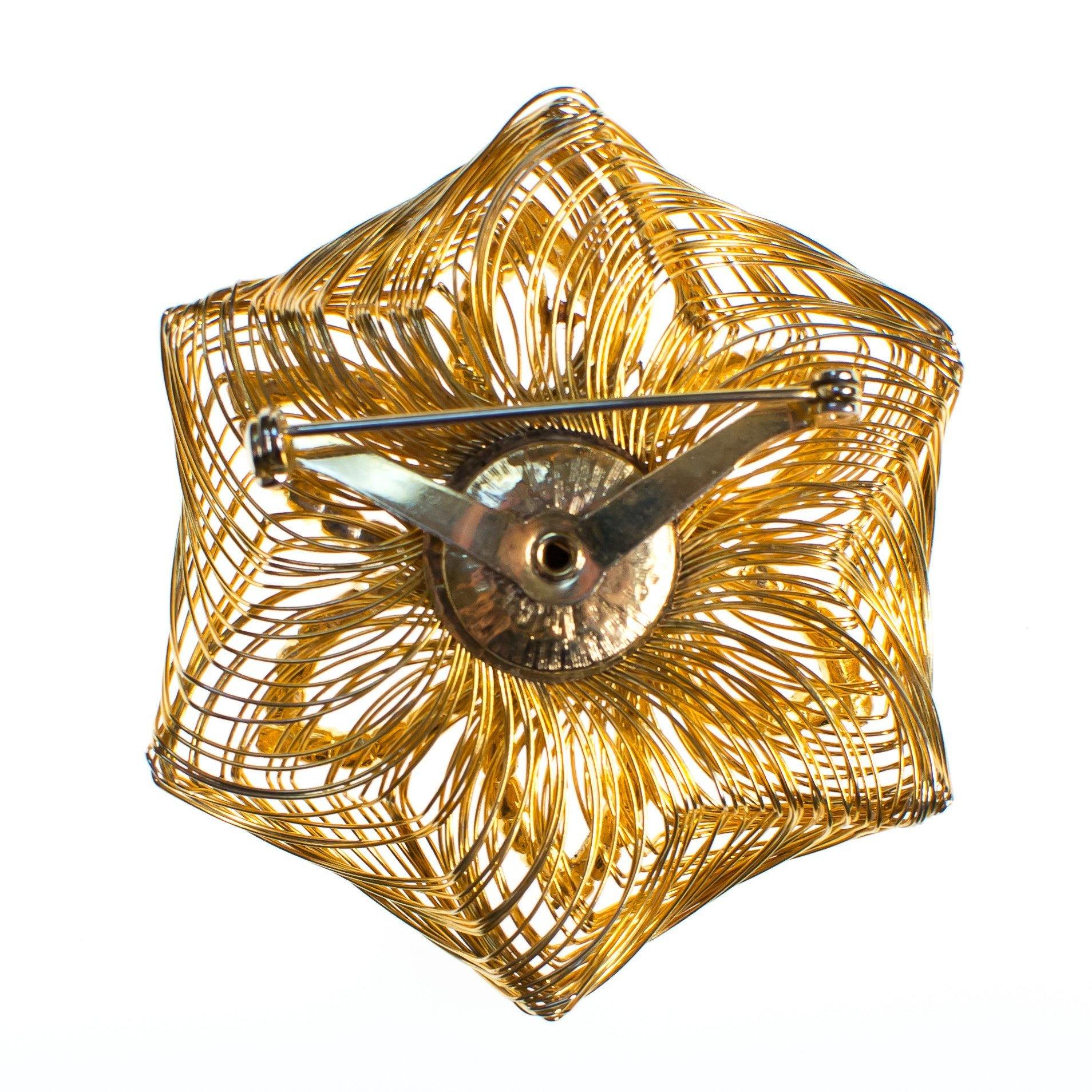 Vintage Gold Wired Crystal Rhinestone Flower Brooch by 1950s - Vintage Meet Modern Vintage Jewelry - Chicago, Illinois - #oldhollywoodglamour #vintagemeetmodern #designervintage #jewelrybox #antiquejewelry #vintagejewelry