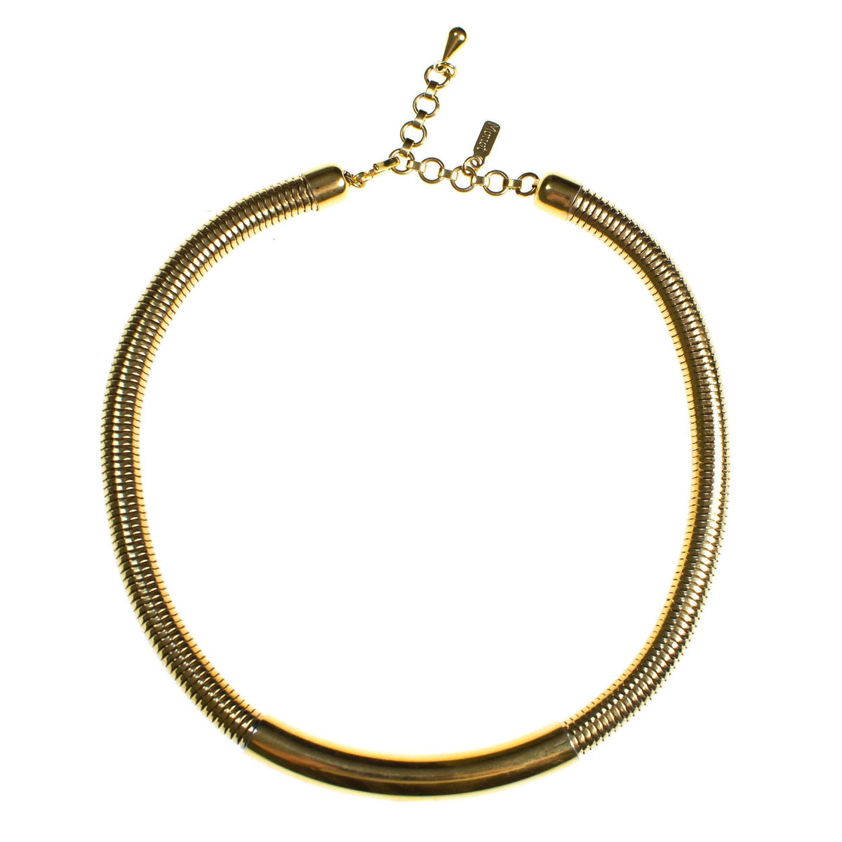 Vintage 1980s Monet Gold Collar Necklace with Wide Gas Pipe Chain