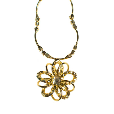 Vintage Dainty 1950s Gold Wired Flower and Rhinestone Necklace by 1950s - Vintage Meet Modern Vintage Jewelry - Chicago, Illinois - #oldhollywoodglamour #vintagemeetmodern #designervintage #jewelrybox #antiquejewelry #vintagejewelry