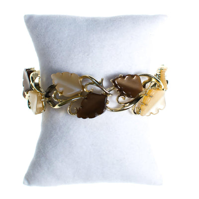 Vintage Brown and Cream Lucite Thermoset Leaves Bracelet by 1950s - Vintage Meet Modern Vintage Jewelry - Chicago, Illinois - #oldhollywoodglamour #vintagemeetmodern #designervintage #jewelrybox #antiquejewelry #vintagejewelry