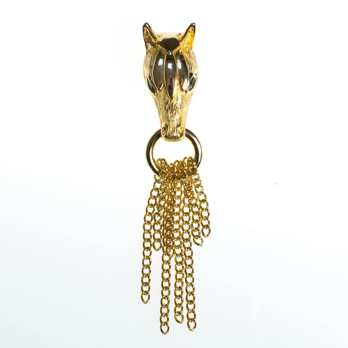 Vintage Gold Horse Brooch with Tassels