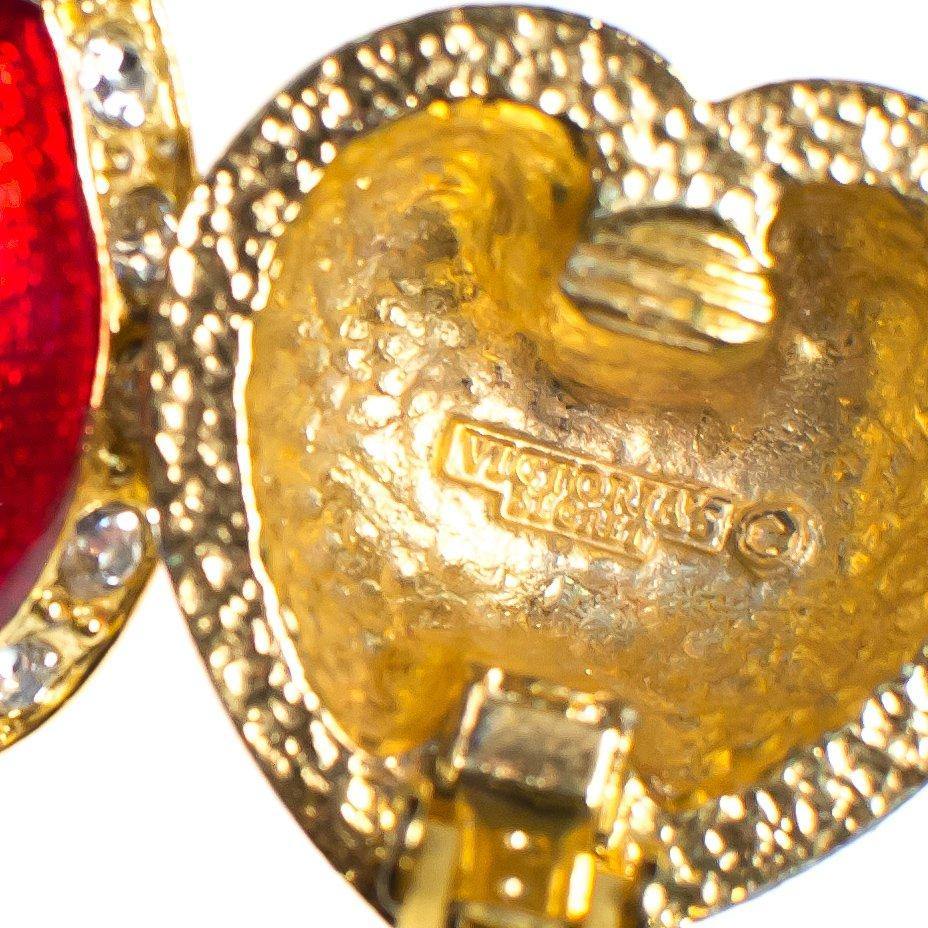 Vintage Victoria's Secret Red Puffy Heart and Rhinestone Clip Statement Earrings by Victoria's Secret - Vintage Meet Modern Vintage Jewelry - Chicago, Illinois - #oldhollywoodglamour #vintagemeetmodern #designervintage #jewelrybox #antiquejewelry #vintagejewelry
