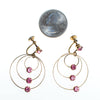 Vintage Gold Spiral Circle Earrings With Pink Rhinestones by 1950s - Vintage Meet Modern Vintage Jewelry - Chicago, Illinois - #oldhollywoodglamour #vintagemeetmodern #designervintage #jewelrybox #antiquejewelry #vintagejewelry