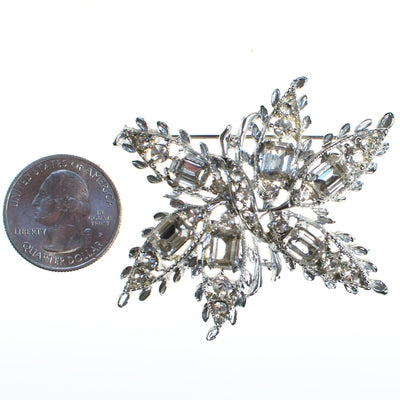 Vintage Silver Rhinestone Flower Brooch, Starburst Style by 1950s - Vintage Meet Modern Vintage Jewelry - Chicago, Illinois - #oldhollywoodglamour #vintagemeetmodern #designervintage #jewelrybox #antiquejewelry #vintagejewelry