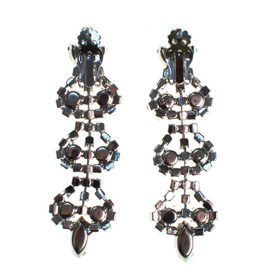 Vintage Rhinestone Chandelier Statement Earrings, Clip On by 1950s - Vintage Meet Modern Vintage Jewelry - Chicago, Illinois - #oldhollywoodglamour #vintagemeetmodern #designervintage #jewelrybox #antiquejewelry #vintagejewelry