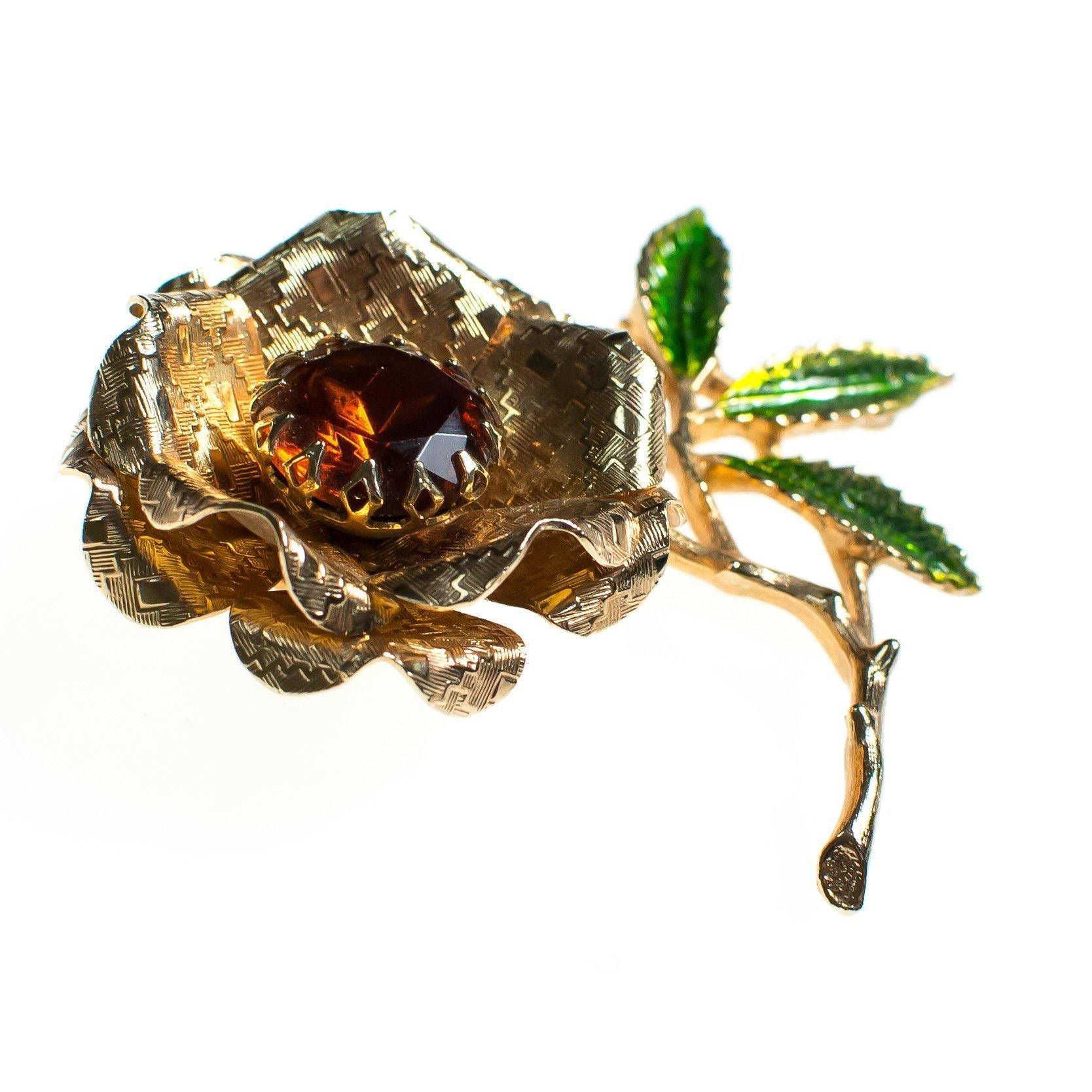 Vintage Sarah Coventry Flower Brooch, Amber Brown Rhinestone Center by Sarah Coventry - Vintage Meet Modern Vintage Jewelry - Chicago, Illinois - #oldhollywoodglamour #vintagemeetmodern #designervintage #jewelrybox #antiquejewelry #vintagejewelry
