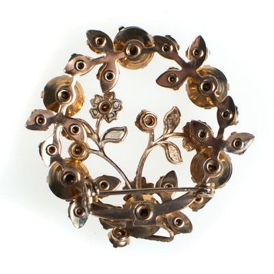 Vintage Floral Rhinestone Brooch, Brown Rhinestones, Gold Tone Brooch, Brooches and Pins by 1950s - Vintage Meet Modern Vintage Jewelry - Chicago, Illinois - #oldhollywoodglamour #vintagemeetmodern #designervintage #jewelrybox #antiquejewelry #vintagejewelry