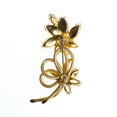 Vintage Flower Brooch, Gold Tone Brooch, Amber, Yellow Citrine, Golden Brown Rhinestones, Rainbow Iridescent Rhinestones, Brooches and Pins by 1950s - Vintage Meet Modern Vintage Jewelry - Chicago, Illinois - #oldhollywoodglamour #vintagemeetmodern #designervintage #jewelrybox #antiquejewelry #vintagejewelry