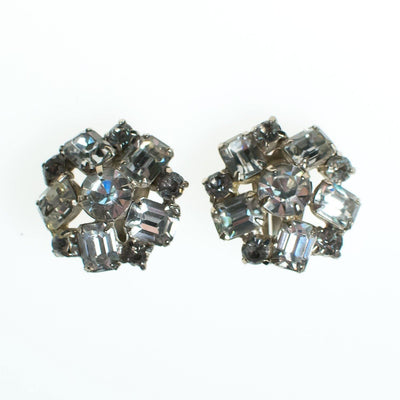 Vintage Diamante Crystal Rhinestone Statement Earrings Silver Tone Setting, Clip-on by 1950s - Vintage Meet Modern Vintage Jewelry - Chicago, Illinois - #oldhollywoodglamour #vintagemeetmodern #designervintage #jewelrybox #antiquejewelry #vintagejewelry