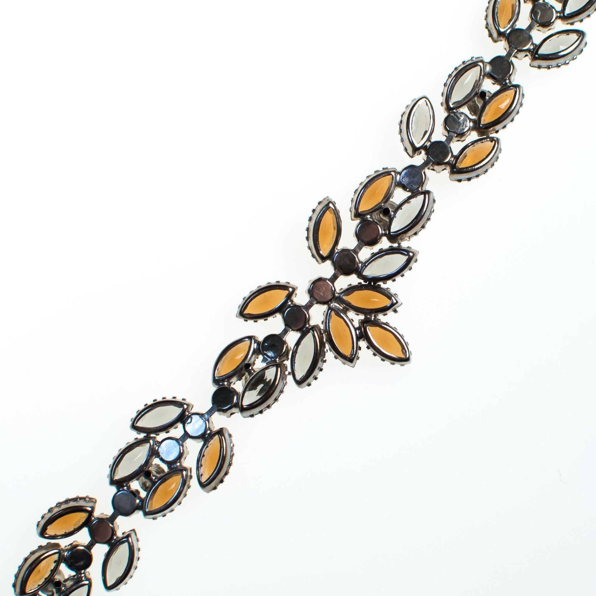 Vintage Juliana Rhinestone Necklace, Brown Rhinestones, Smoky Gray Rhinestones, Iridescent Rhinestones, Silver Tone, Fish Hook Clasp by Juliana - Vintage Meet Modern Vintage Jewelry - Chicago, Illinois - #oldhollywoodglamour #vintagemeetmodern #designervintage #jewelrybox #antiquejewelry #vintagejewelry