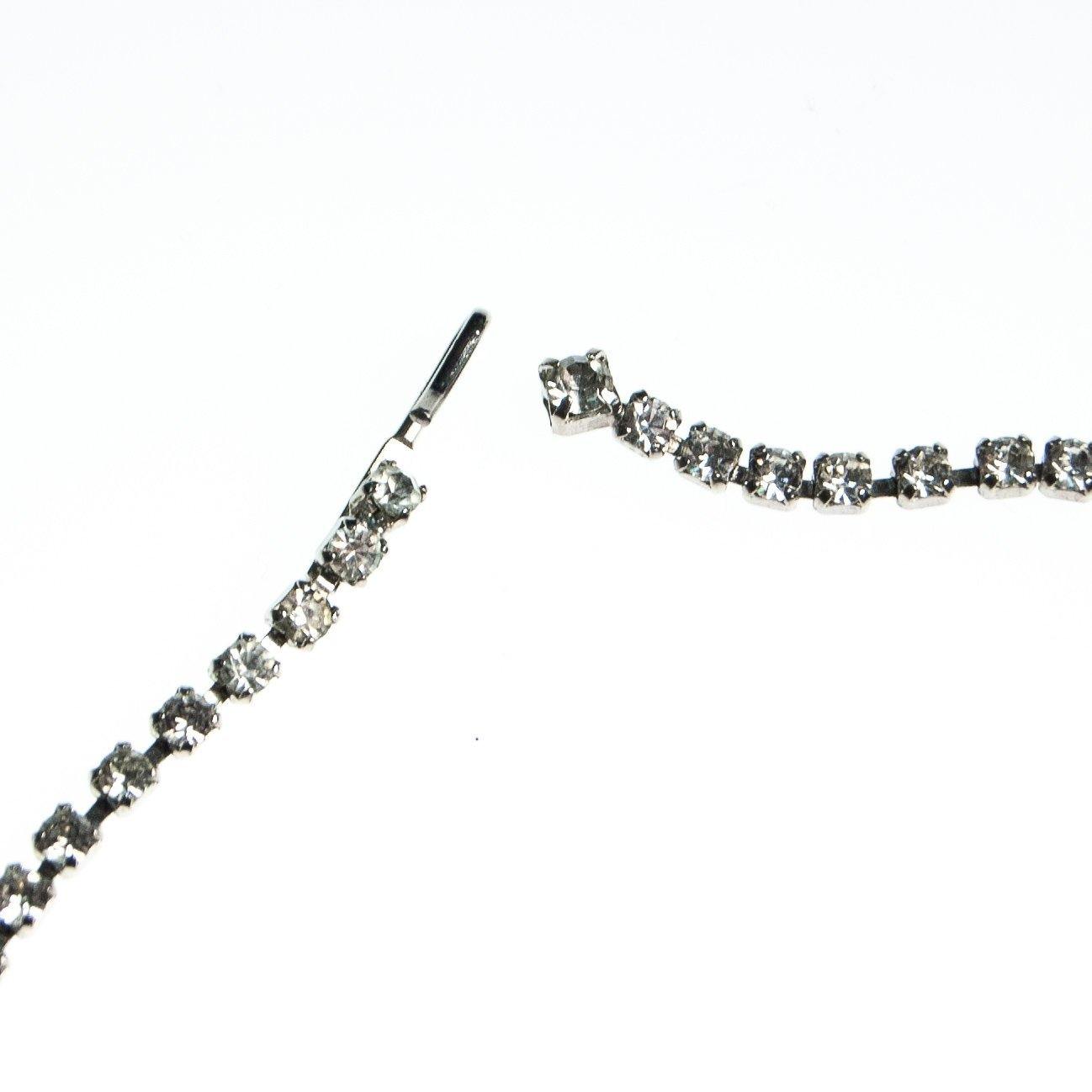 Vintage Art Deco Diamante Crystal Necklace, Dangle, Silver Tone Setting, Fish Hook Clasp by Art Deco - Vintage Meet Modern Vintage Jewelry - Chicago, Illinois - #oldhollywoodglamour #vintagemeetmodern #designervintage #jewelrybox #antiquejewelry #vintagejewelry