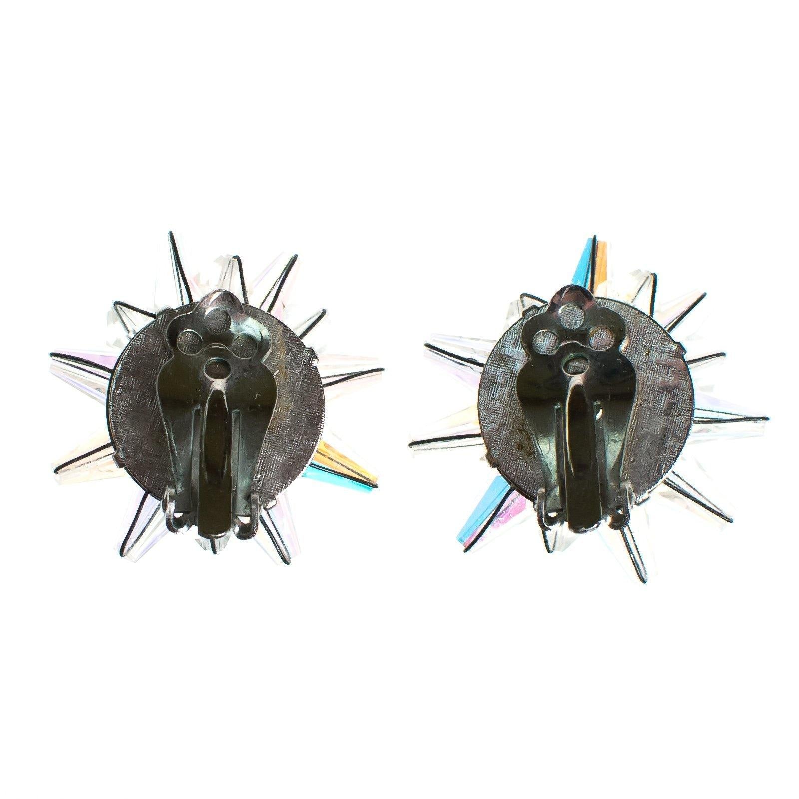 Vintage Aurora Borealis Crystal Star Earrings, Clip On by Aurora Borealis - Vintage Meet Modern Vintage Jewelry - Chicago, Illinois - #oldhollywoodglamour #vintagemeetmodern #designervintage #jewelrybox #antiquejewelry #vintagejewelry